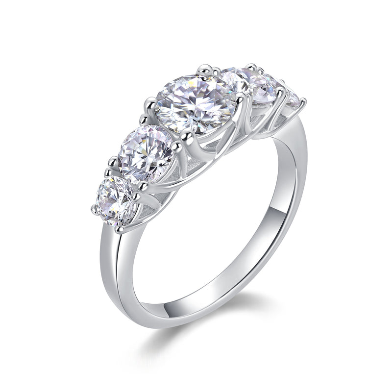 S925 Silver Moissanite Ring 1 Carat Multi-Stone Elegant Design - 1