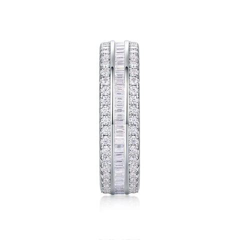 S925 Silver Moissanite Double Row Square Diamond Ring Luxury Fashion