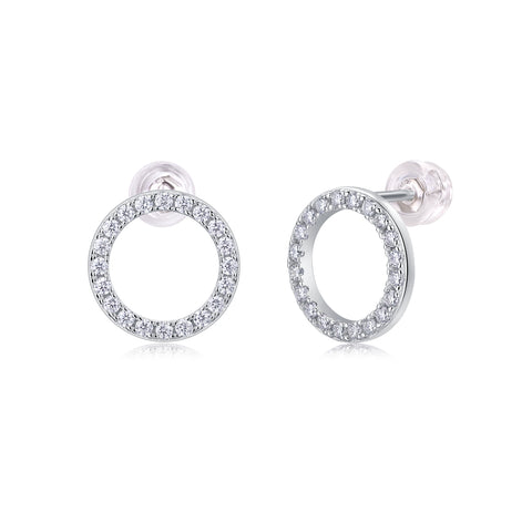 Moissanite Silver Stud Earrings Luxury Circle Design S925 Fine Jewelry