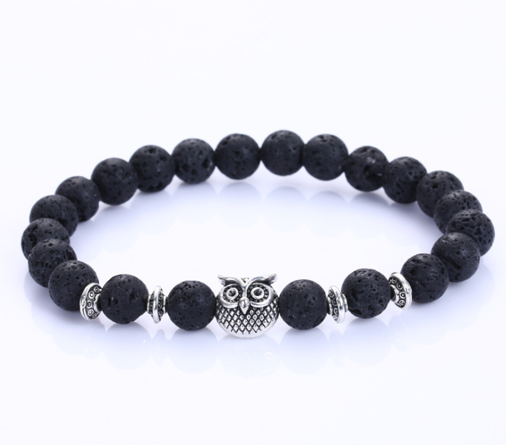 Natural Stone Owl Head Yoga Bracelet for Everyday Wear