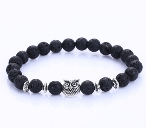 Natural Stone Owl Head Yoga Bracelet for Everyday Wear