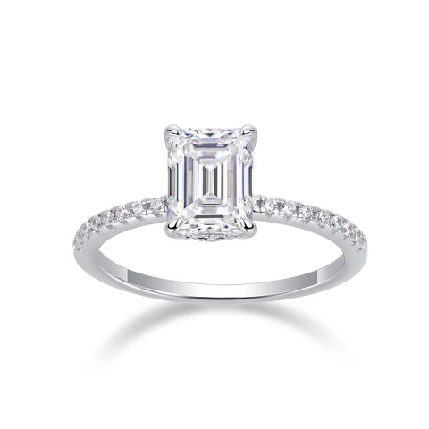 S925 Silver 1Square Moissanite Ring with Octagonal Stone Luxury Fashion