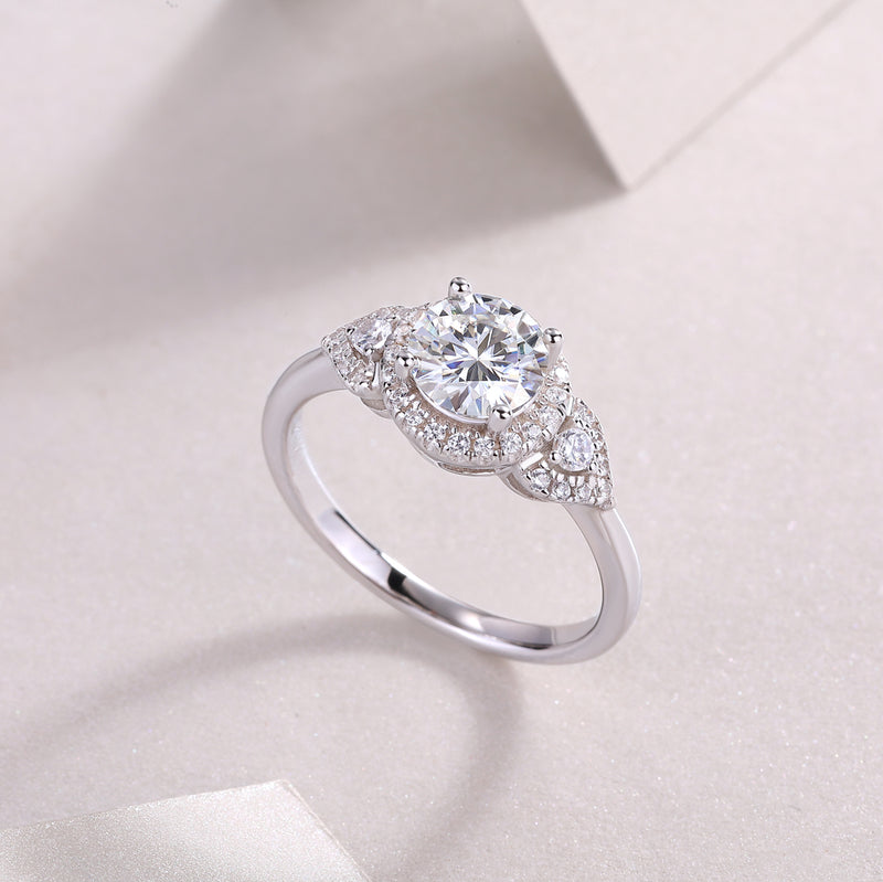 Luxury Moissanite Silver Wedding Ring 1 Carat Large Diamond Style - 5
