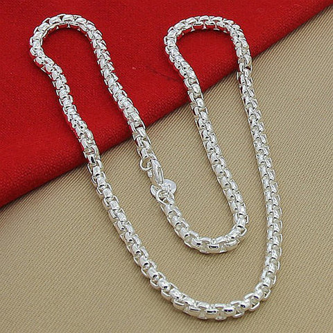 Silver Plated Round Box Chain Necklace with Clip Clasp