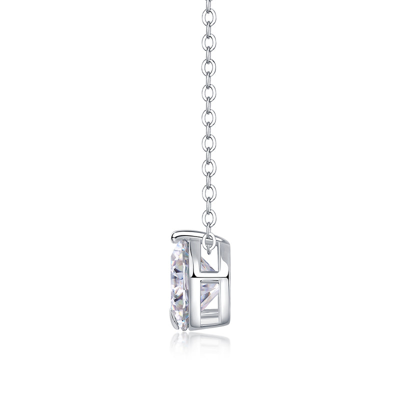 2-Carat Moissanite Pendant Necklace in S925 Sterling Silver with Platinum Plating - Modern & Elegant - 1
