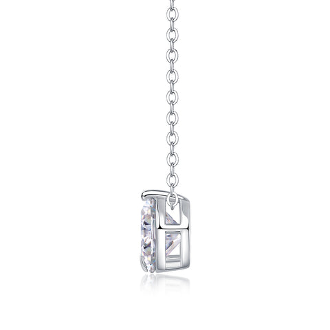 2-Carat Moissanite Pendant Necklace in S925 Sterling Silver with Platinum Plating