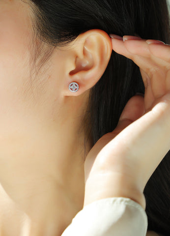 S925 Sterling Silver Osmanthus Moissanite Stud Earrings Elegant Floral Design