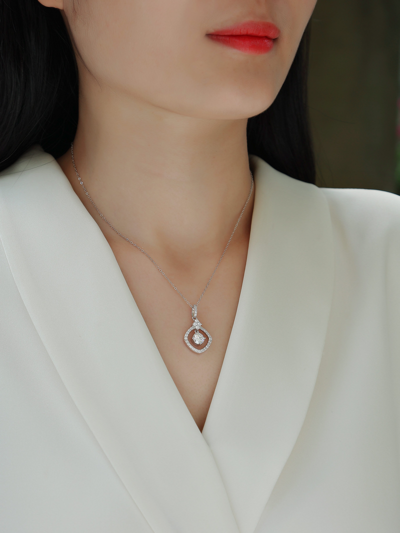 1 Carat Moissanite Pendant Necklace in S925 Sterling Silver with Platinum Plating - Modern & Elegant - 5