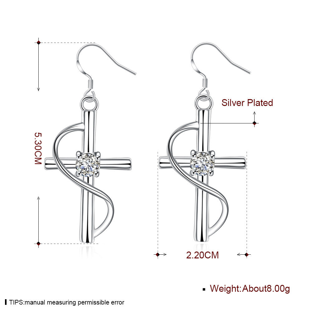 Elongated Cross Dangle Earrings for Women