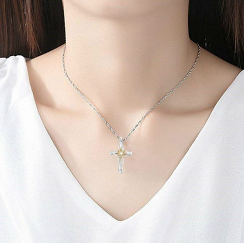 Octagonal Star Cross Pendant in Silver Alloy