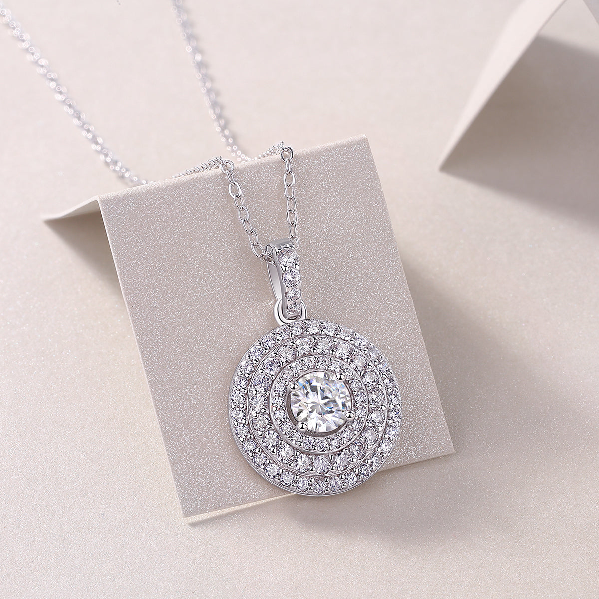 1White Dune Moissanite Pendant Necklace in S925 Sterling Silver with Platinum Plating