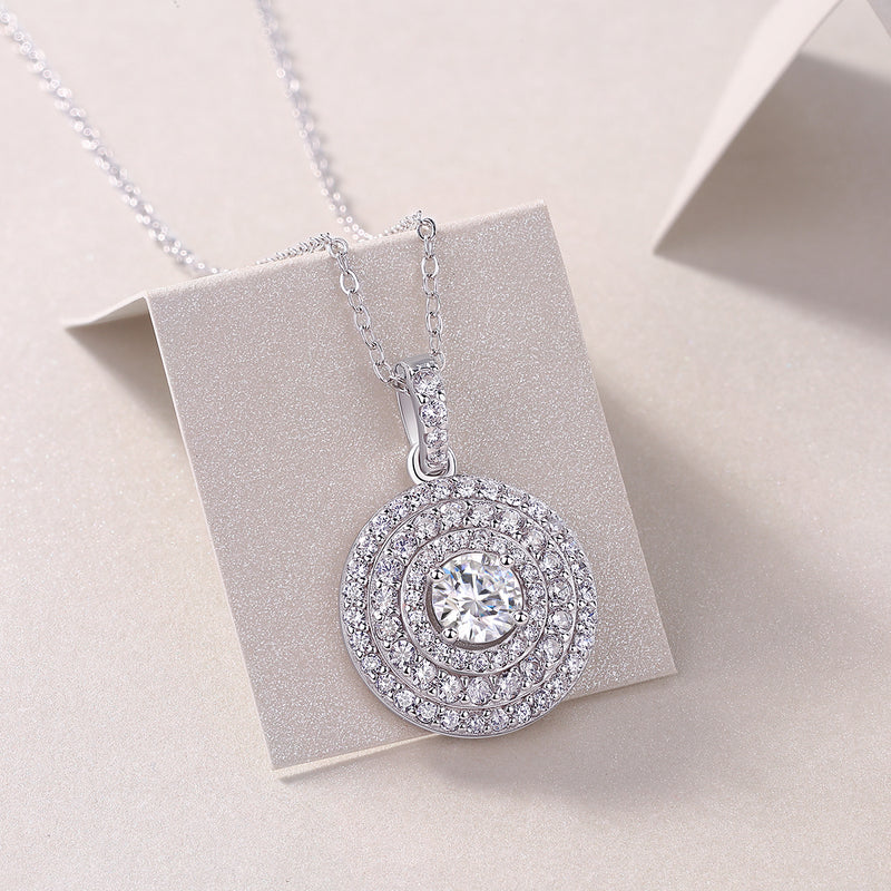 1White Dune Moissanite Pendant Necklace in S925 Sterling Silver with Platinum Plating - 5