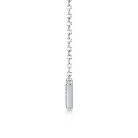 1Joy S925 Sterling Silver Moissanite Pendant Necklace Elegant Curved Bar Design