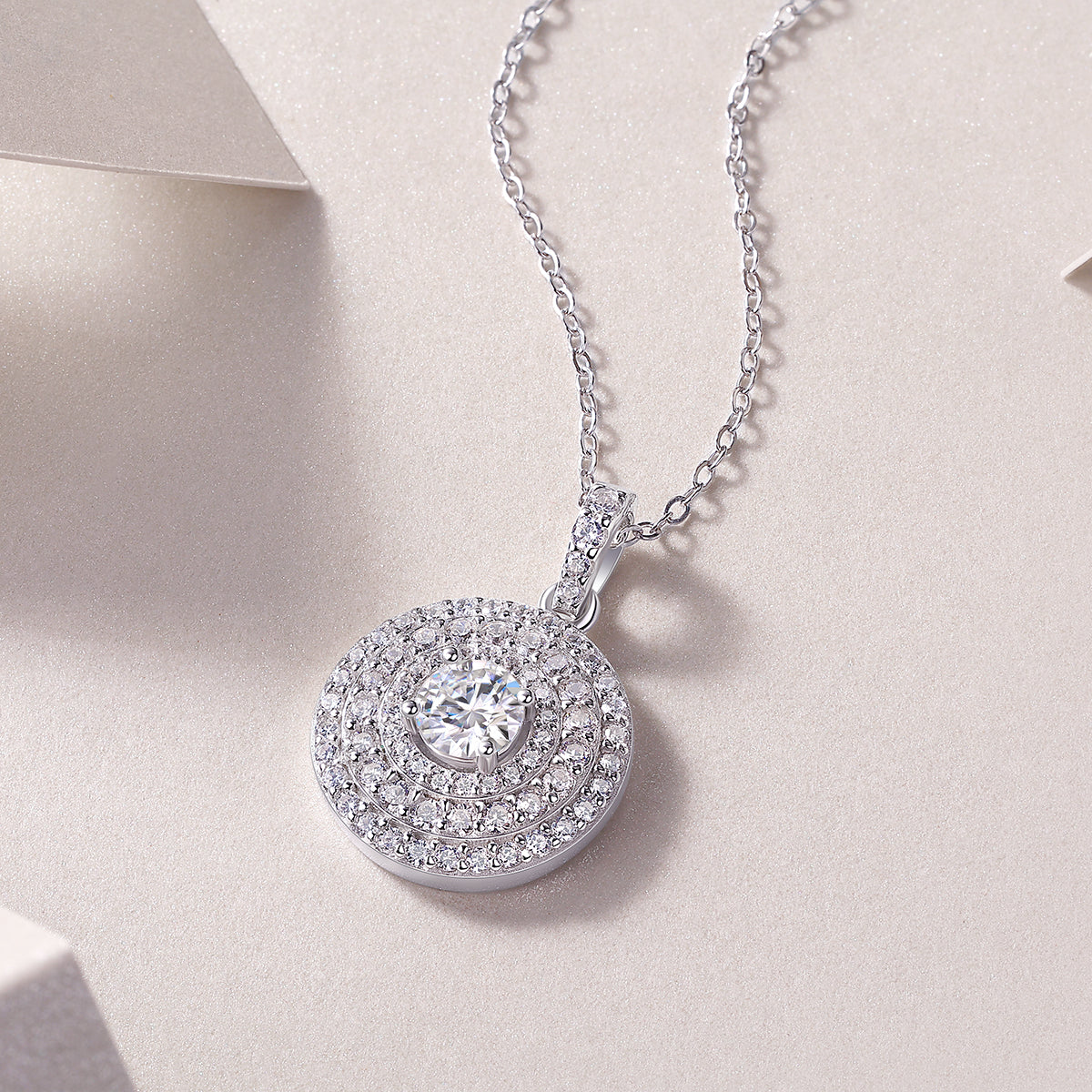 1White Dune Moissanite Pendant Necklace in S925 Sterling Silver with Platinum Plating