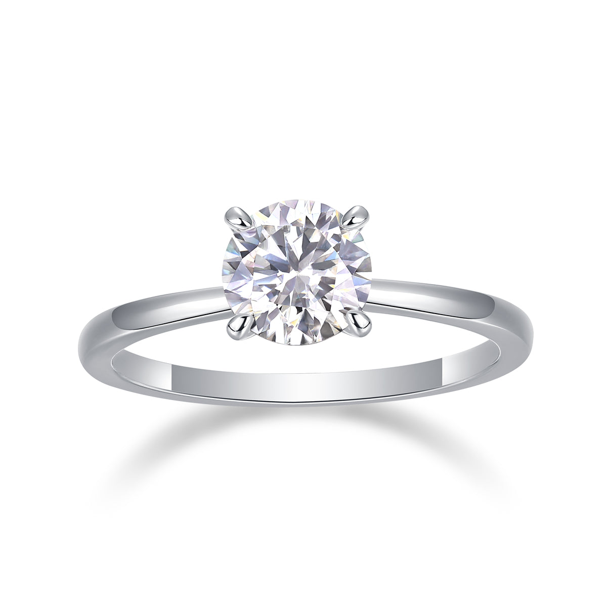 Classic 1 Carat Moissanite 4 Prong Silver Ring Elegant Fine Jewelry