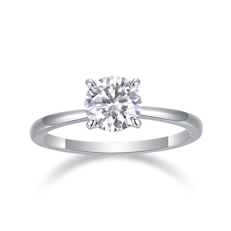 Classic 1 Carat Moissanite Silver Ring Elegant 4 Prong Fine Jewelry - 4