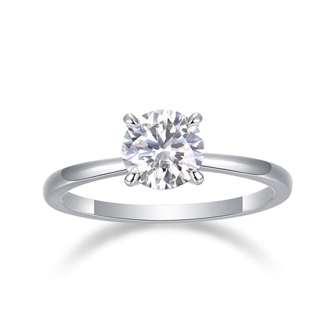 Classic 1 Carat Moissanite 4 Prong Silver Ring Elegant Fine Jewelry