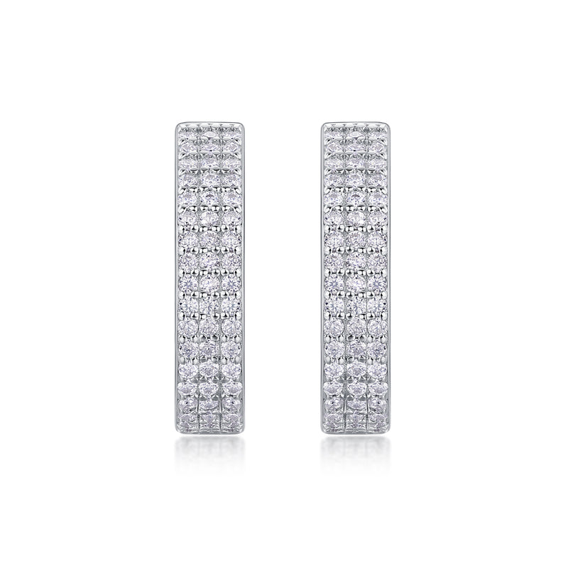 S925 Silver Moissanite Diamond Set Stud Earrings Luxury Fashion - 2