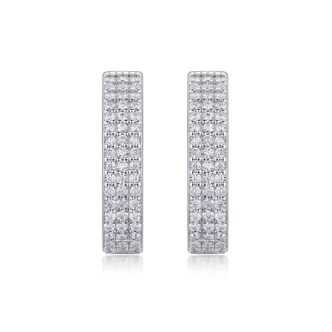 S925 Silver Moissanite Diamond Set Stud Earrings Luxury Fashion
