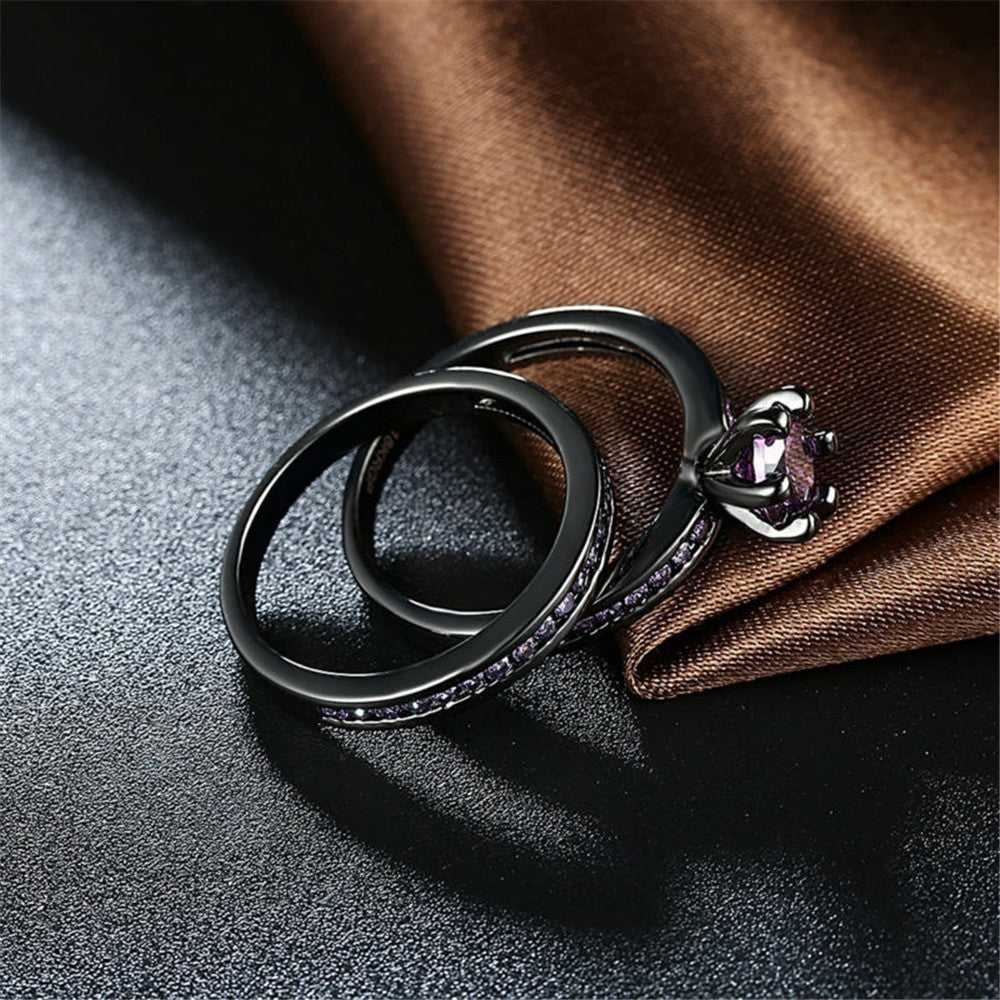 Bold Purple Fashion Ring with Geometric Design