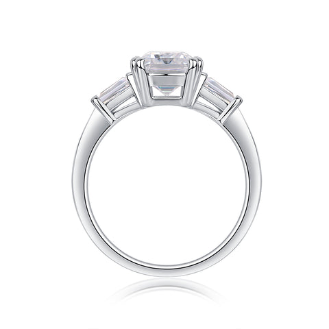 S925 Sterling Silver Moissanite Ring Octagonal Cut Elegant Design