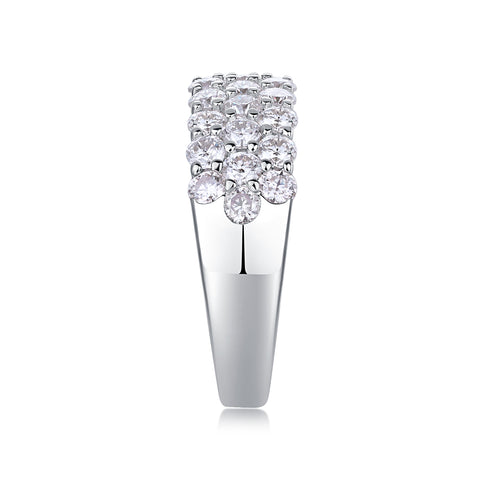 Multi-row Moissanite S925 Silver Ring Modern Elegant Fine Jewelry