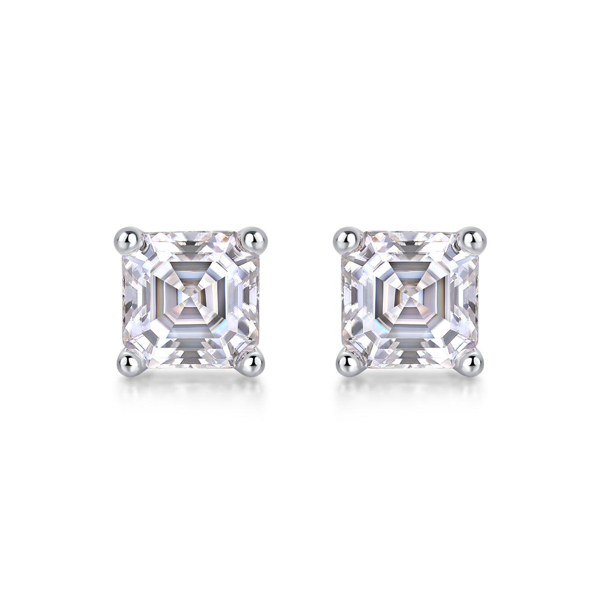 Square Moissanite Stud Earrings in S925 Sterling Silver Modern Fine Jewelry