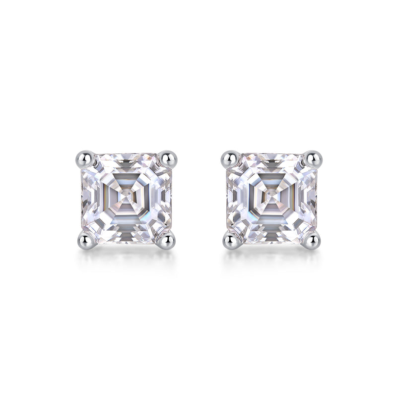 Square Moissanite Stud Earrings in S925 Sterling Silver Modern Fine Jewelry - 3