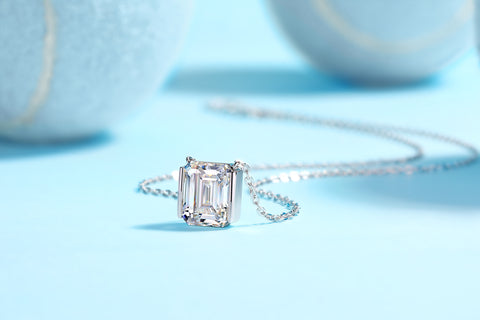 S925 Sterling Silver Octagonal Moissanite Pendant Necklace 9x11mm Elegant Fine Jewelry