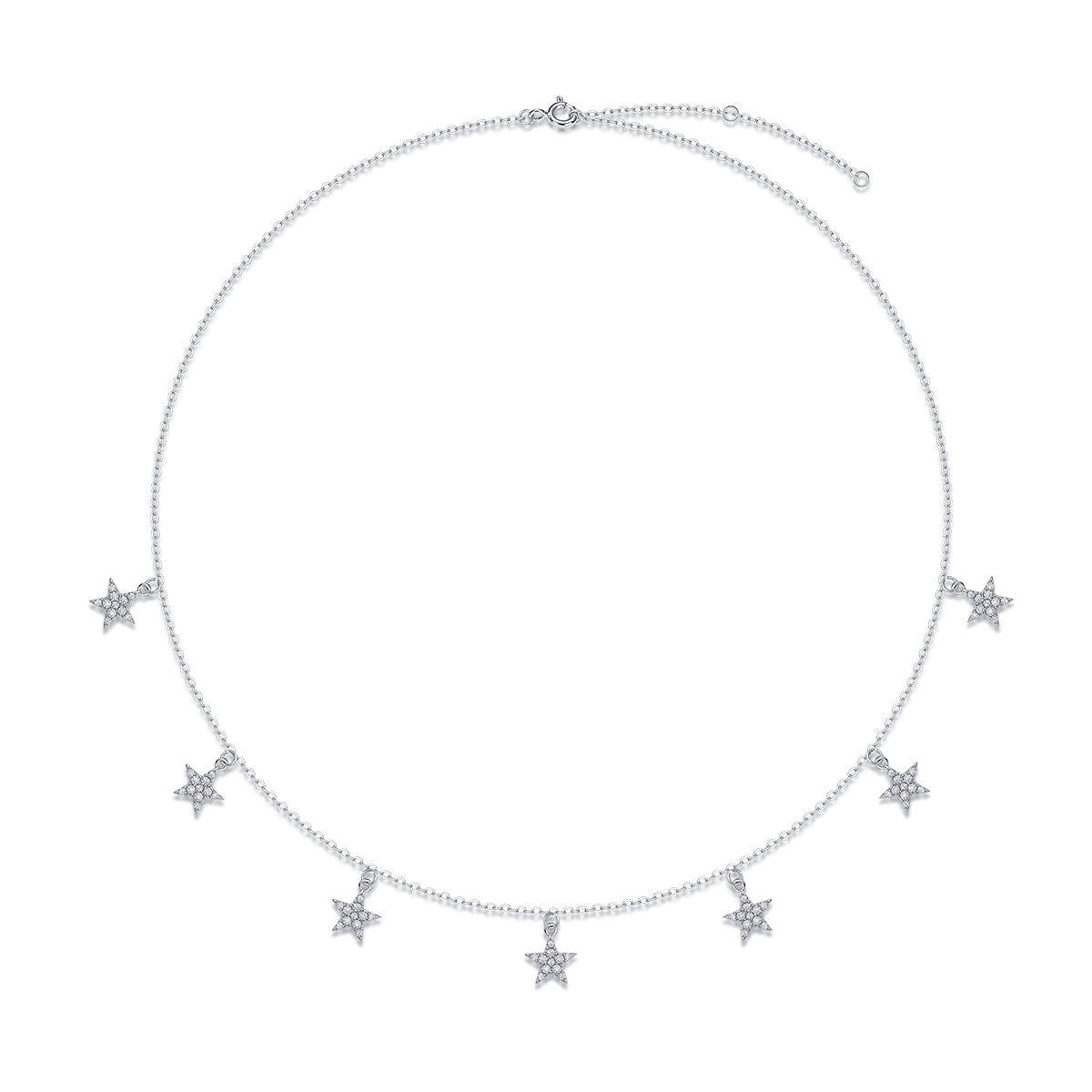 1Star Love Sterling Silver Moissanite Star Pendant Necklace Set