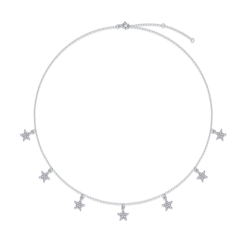 1Star Love Sterling Silver Moissanite Star Pendant Necklace Set