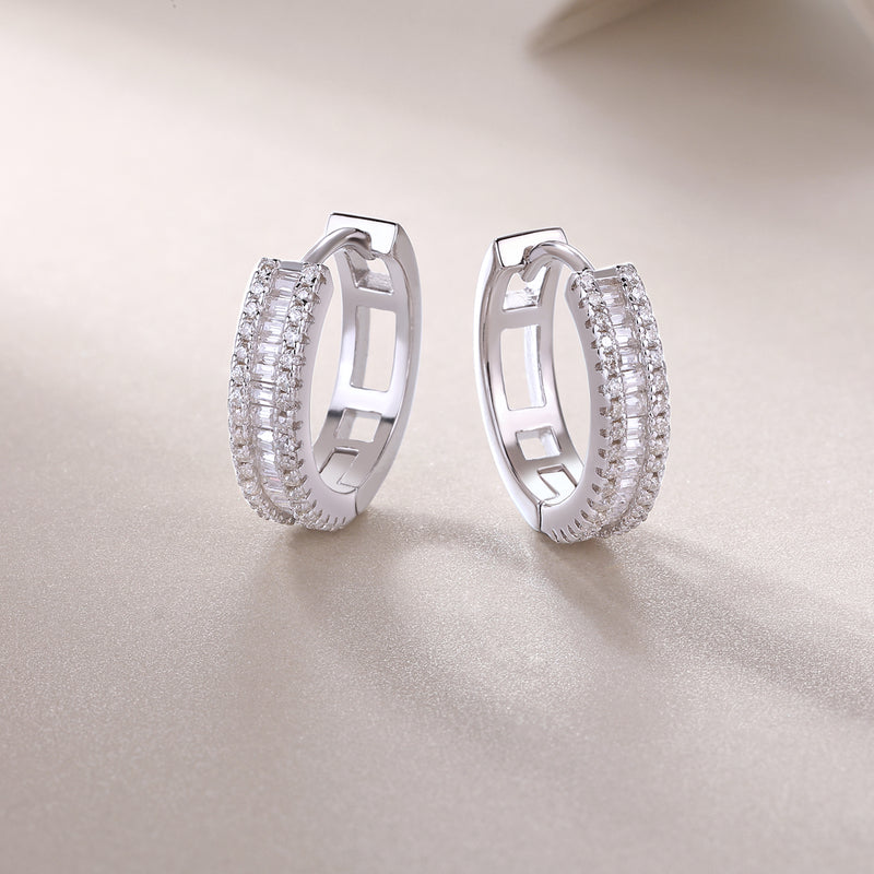 S925 Silver Moissanite Stud Earrings Woven Light Luxury Design - 1