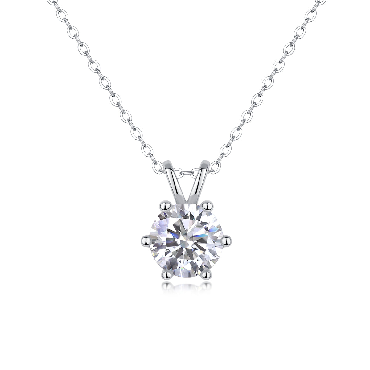 2-Carat Moissanite Pendant Necklace Set in S925 Sterling Silver