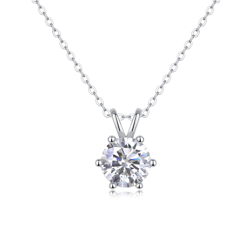 2-Carat Moissanite Pendant Necklace in S925 Sterling Silver Classic Solitaire Design - 5
