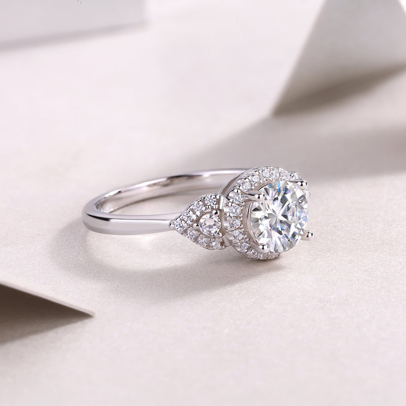 Luxury Moissanite Silver Wedding Ring 1 Carat Large Diamond Style - 6