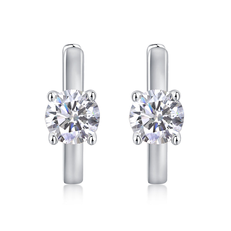 S925 Silver Moissanite Stud Earrings 0.5 Carat Modern Elegant Design - 1