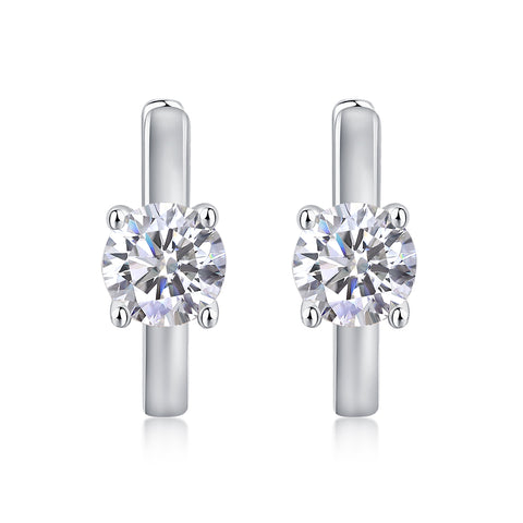 S925 Silver Moissanite Stud Earrings 0.5 Carat Elegant Luxury Design