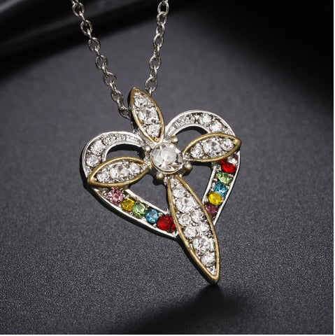 Love Heart Shaped Cross Alloy Pendant Necklace