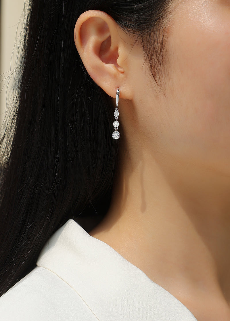 Classic Multi-Diamond Moissanite S925 Silver Drop Earrings - 6