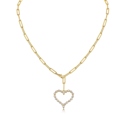 1Heart Wish Sterling Silver Necklace with Small Moissanite Heart Pendant