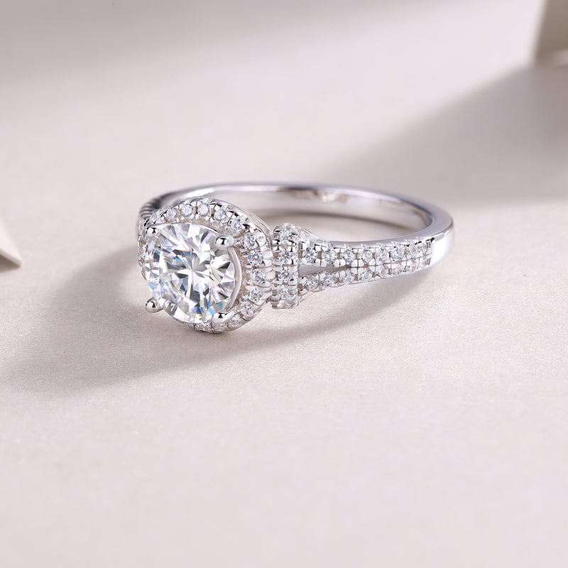 S925 Silver Large Moissanite Wedding Ring Elegant Sparkling Design - 4
