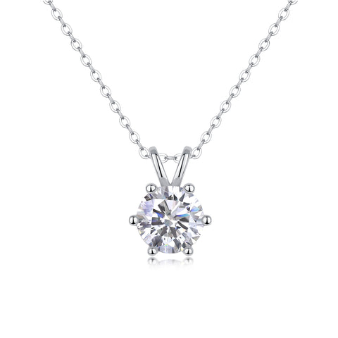Luxury S925 Silver Moissanite Pendant Necklace 2 Carat Round Cut