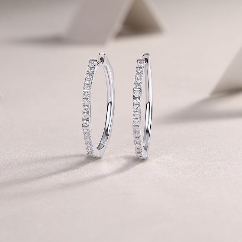 Modern Star Moissanite Earrings in S925 Sterling Silver Elegant Hoop Design - 5