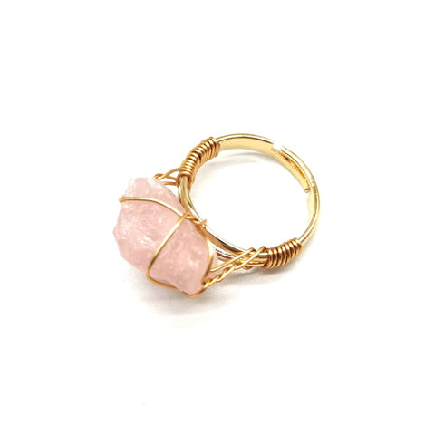 Hand Wrapped Rough Stone Agate Adjustable Ring