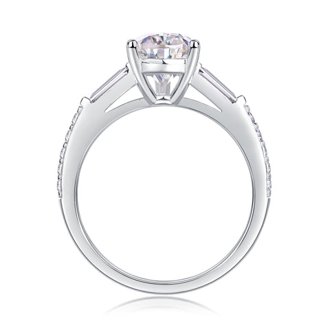 Pear-Shaped Moissanite Silver Ring Luxury Fashion Jewelry