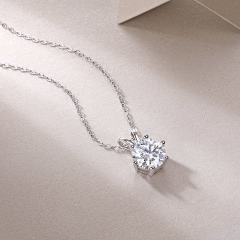 2-Carat Moissanite Pendant Necklace in S925 Sterling Silver Classic Solitaire Design