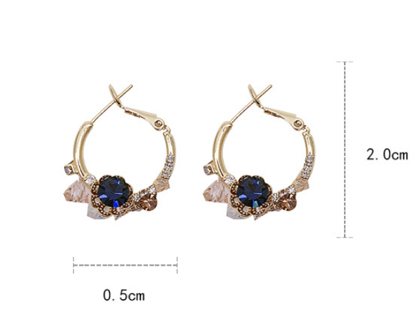 Gold Plated Alloy Green Flower Earrings with Silver Needle - 1