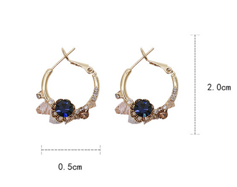 Gold Plated Alloy Green Flower Earrings with Silver Needle