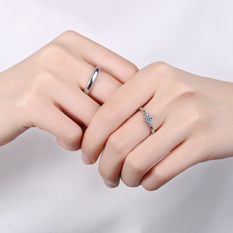 Love At First Sight S925 Silver Diamond Couple Rings Set