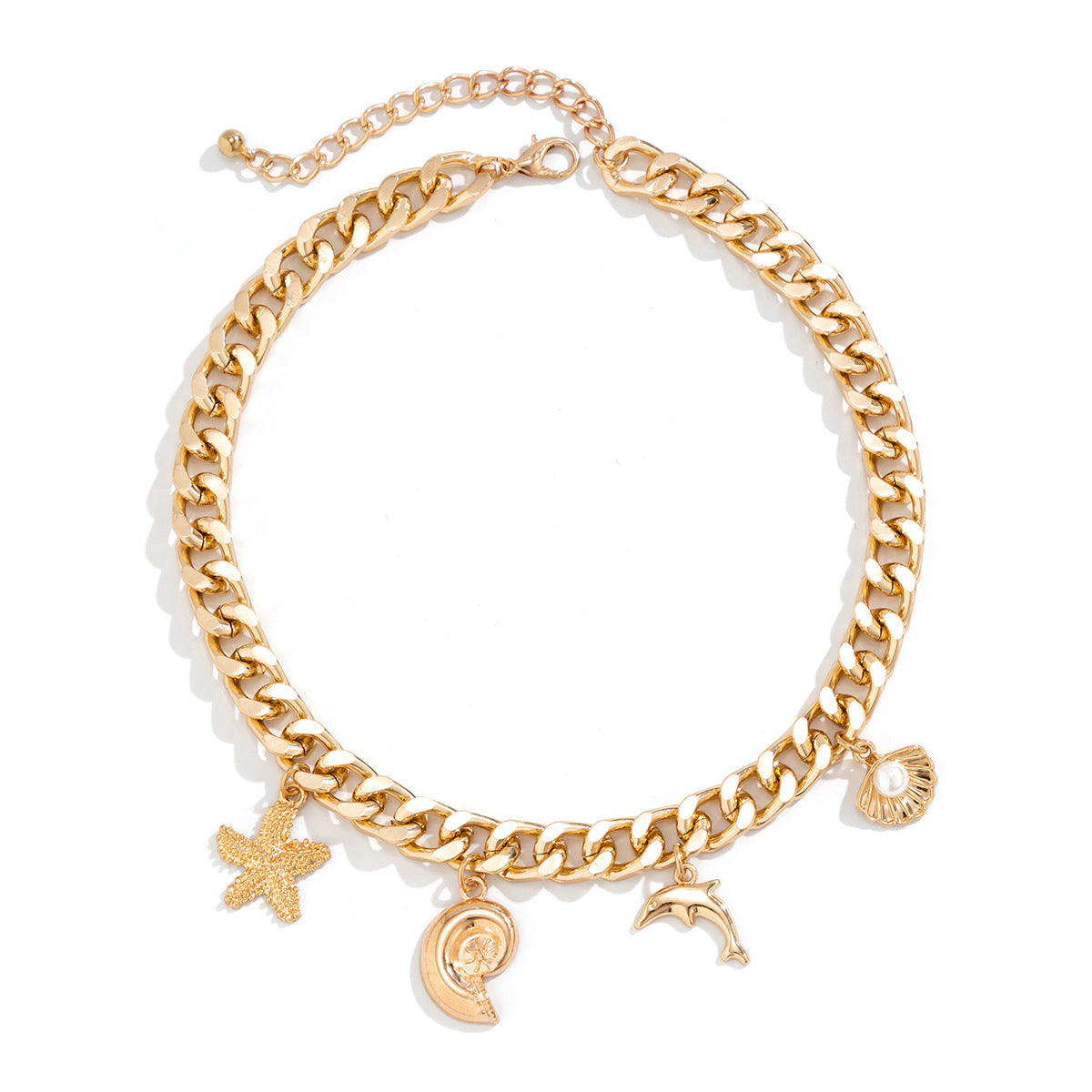 Boho Beach Charm Necklace and Bracelet Set for Women